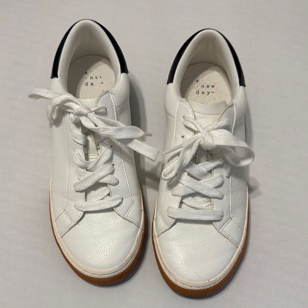 A New Day White Sneakers with Brown Accents